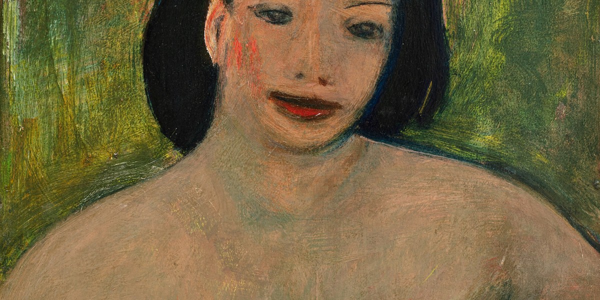 Buste de femme sur fond vert